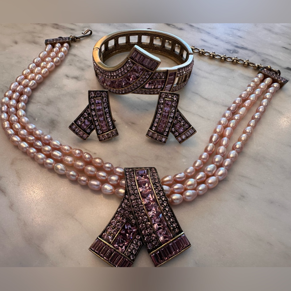 Heidi Daus Elegant Pink and Purple 3 piece Jewelry Set
